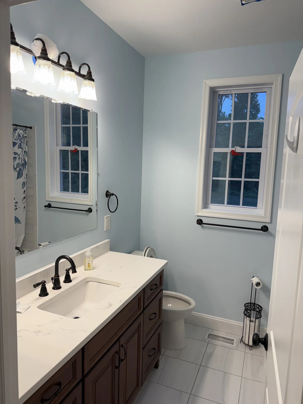 Custom Bathroom Paint and Walnut Vanity in Cinnaminson NJ